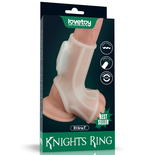 Vibrating Drip Knights Ring with Scrotum Sleeve (White)